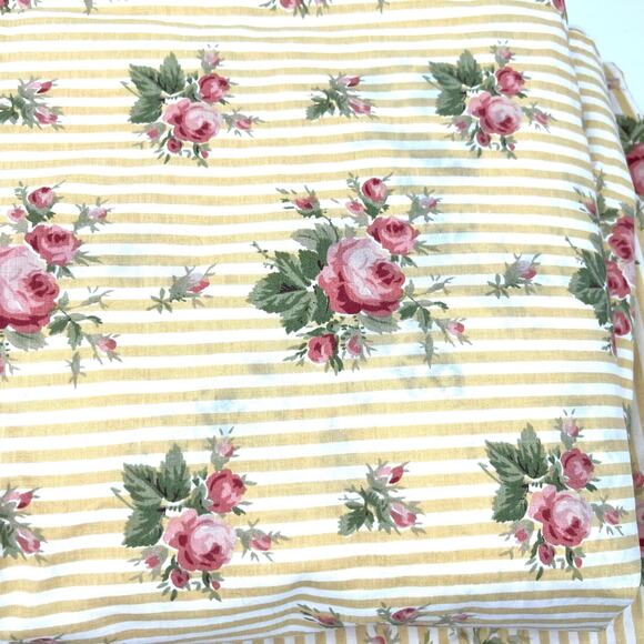 Ralph Lauren Sophie Brooke Floral roses strips ruffle edge sheet set - Picture 3 of 9